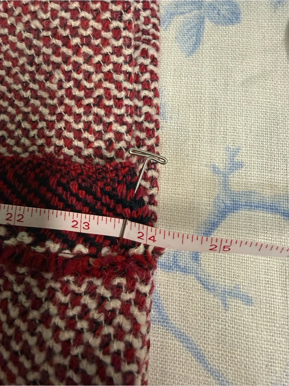CHANEL Burgundy and Cream Tweed Pencil Skirt